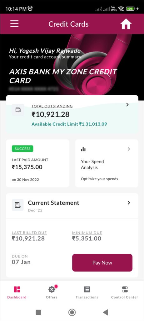 Credit Card - Home Page